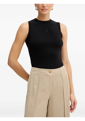 Armani Exchange AX logo-embroidered ribbed top - Black
