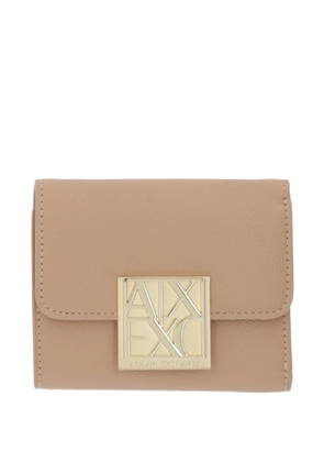 Armani Exchange Amy logo-plaque pebbled-effect wallet - Neutrals