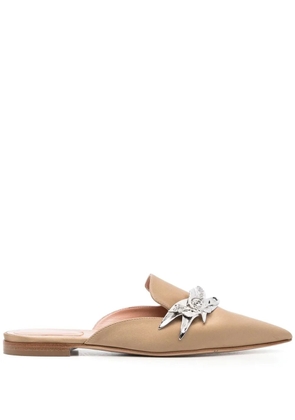 Alberta Ferretti pointed-toe embellished mules - Neutrals