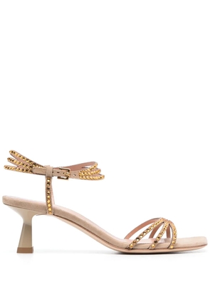 Alberta Ferretti 55mm crystal-embellished leather sandals - Neutrals