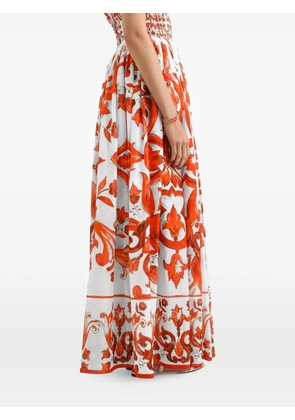 Dolce & Gabbana majolica-print long dress - White