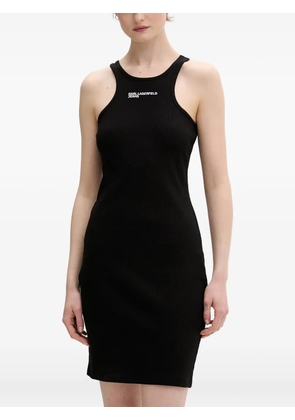 Karl Lagerfeld Jeans ribbed-knit logo-embroidered mini dress - Black
