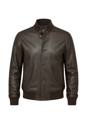 Kired ribbed-trim leather jacket - Brown