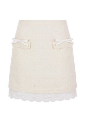Self-Portrait bow-detail A-line midi skirt - Neutrals