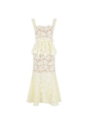Self-Portrait peplum laced maxi dress - Yellow