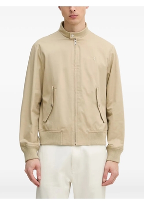 Trussardi logo-embroidered high-neck jacket - Neutrals