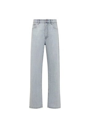 Miu Miu logo-patch straight-leg jeans - Blue