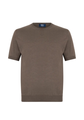 Fedeli round-neck short-sleeve T-shirt - Brown