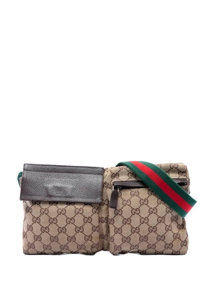 Gucci Pre-Owned 2000-2015 GG Canvas Web Double Pocket belt bag - Neutrals