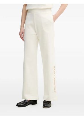 Karl Lagerfeld logo-embroidered wide-leg trousers - Neutrals