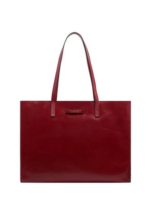 The Bridge logo-plaque leather tote bag - Red
