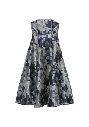 Leen Mougrhabi Amira strapless pixel-print midi dress - Blue