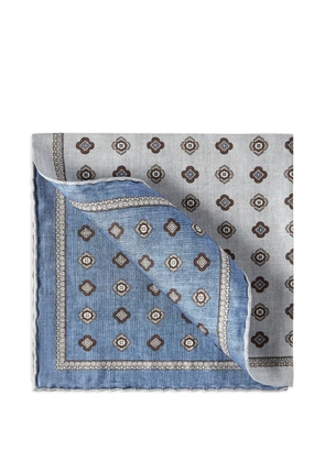 Brunello Cucinelli silk pocket square with medallion design - Blue