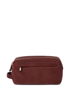 Brunello Cucinelli suede beauty case with double zipper - Brown