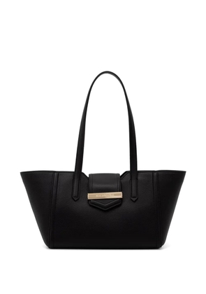 Karl Lagerfeld logo-plaque pebbled tote bag - Black