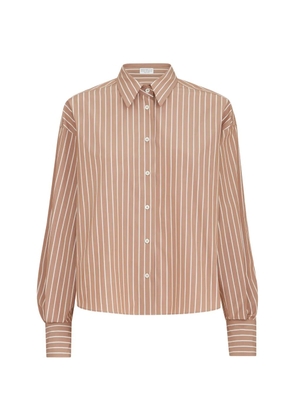 Brunello Cucinelli striped cotton poplin shirt - Brown