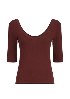 Brunello Cucinelli stretch cotton ribbed jersey T-shirt with Monili - Red