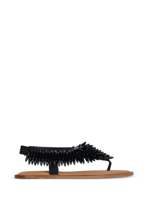 Balmain flat sandals in suede and beads - Black