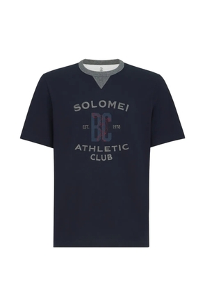 Brunello Cucinelli cotton-jersey crew-neck T-shirt with print - Blue