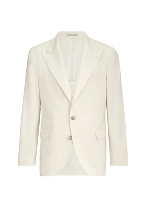 Brunello Cucinelli Sea Island cotton narrow wale corduroy deconstructed blazer with large peak-lapels and metal buttons - Neutrals