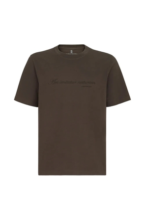 Brunello Cucinelli cotton-jersey crew-neck T-shirt with embroidery and print - Brown