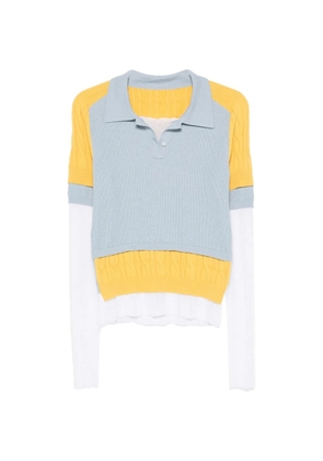 Marie Adam-Leenaerdt cable-knit panelled polo top - Yellow