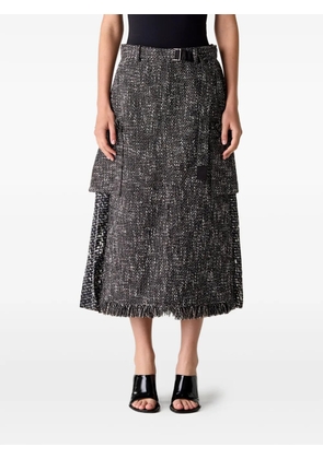 sacai belted pleated-panel skirt - Black