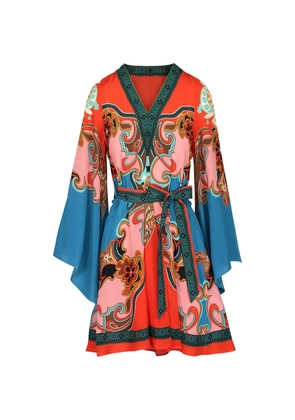 ETRO paisley-print belted mini dress - Orange