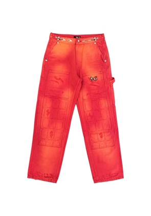 THUG CLUB two-tone washed trousers - Red