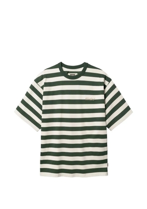 Woodbird Beam striped embroidered-logo T-shirt - Green