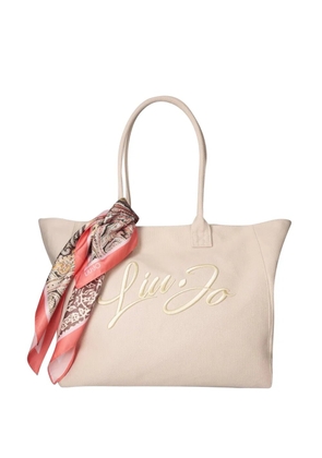 LIU JO large logo-embroidered scarf-detail tote bag - Pink