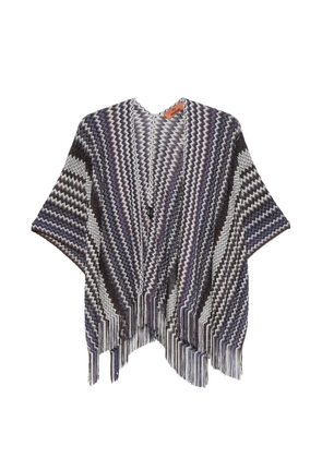 Missoni zigzag-knit fringed-hem cape - Blue