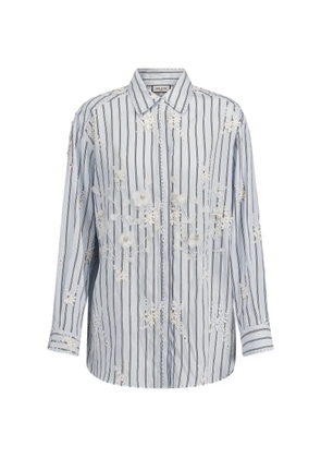 Paul & Joe floral-embroidered striped shirt - Blue