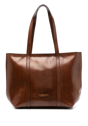The Bridge logo-patch leather tote bag - Brown