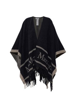 Max Mara logo-intarsia fringed cape - Blue