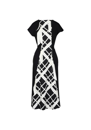 Lanvin lattice-print belted midi dress - Black