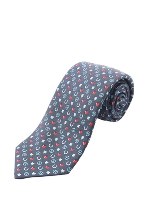 Hermès Pre-Owned patterned silk tie - Blue