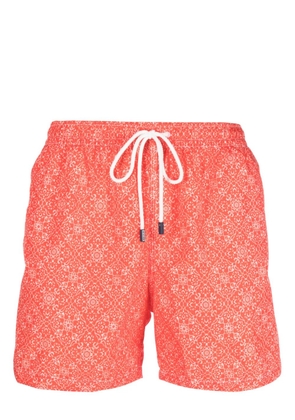 Fedeli zalij-pattern drawstring swim shorts - Orange