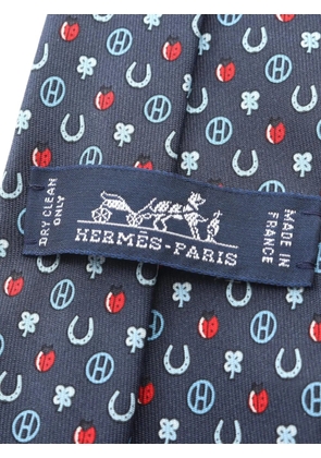 Hermès Pre-Owned patterned silk tie - Blue