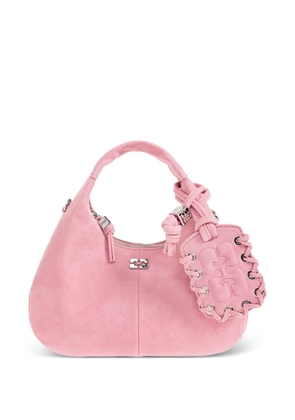 GANNI logo-plaque knot-detail tote bag - Pink