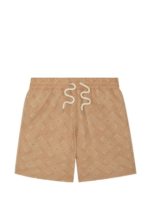 Frescobol Carioca Santos Angra Madeira-print swim shorts - Neutrals