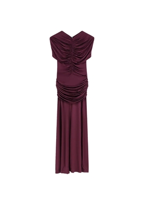 Self-Portrait off-shoulder ruched maxi dress - Purple
