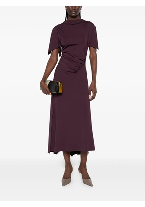 Victoria Beckham ruched short-sleeve midi dress - Purple