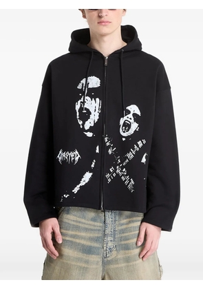 WASTED graphic-print zip-up hoodie - Black