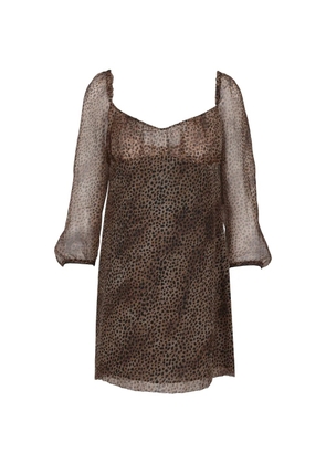 Saint Laurent leopard-print mini dress - Brown