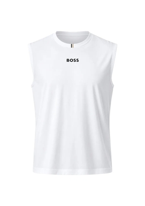 BOSS logo-print stripe-detail vest - White