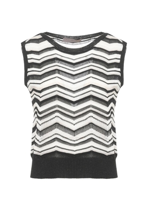 D.Exterior chevron-knit sleeveless top - Black