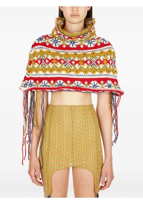 LOUISE LYNGH BJERREGAARD intarsia high-neck kint top - Red