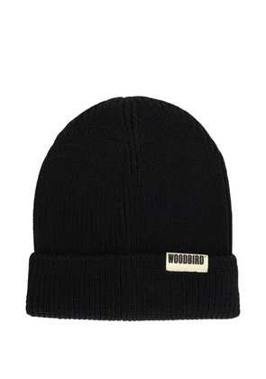 Woodbird Yupa Long ribbed-knit beanie hat - Black