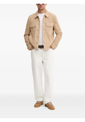 Trussardi suede-finish button-up jacket - Neutrals